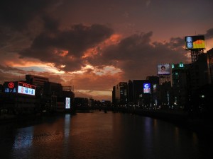 中洲・那珂川沿い・夕焼け